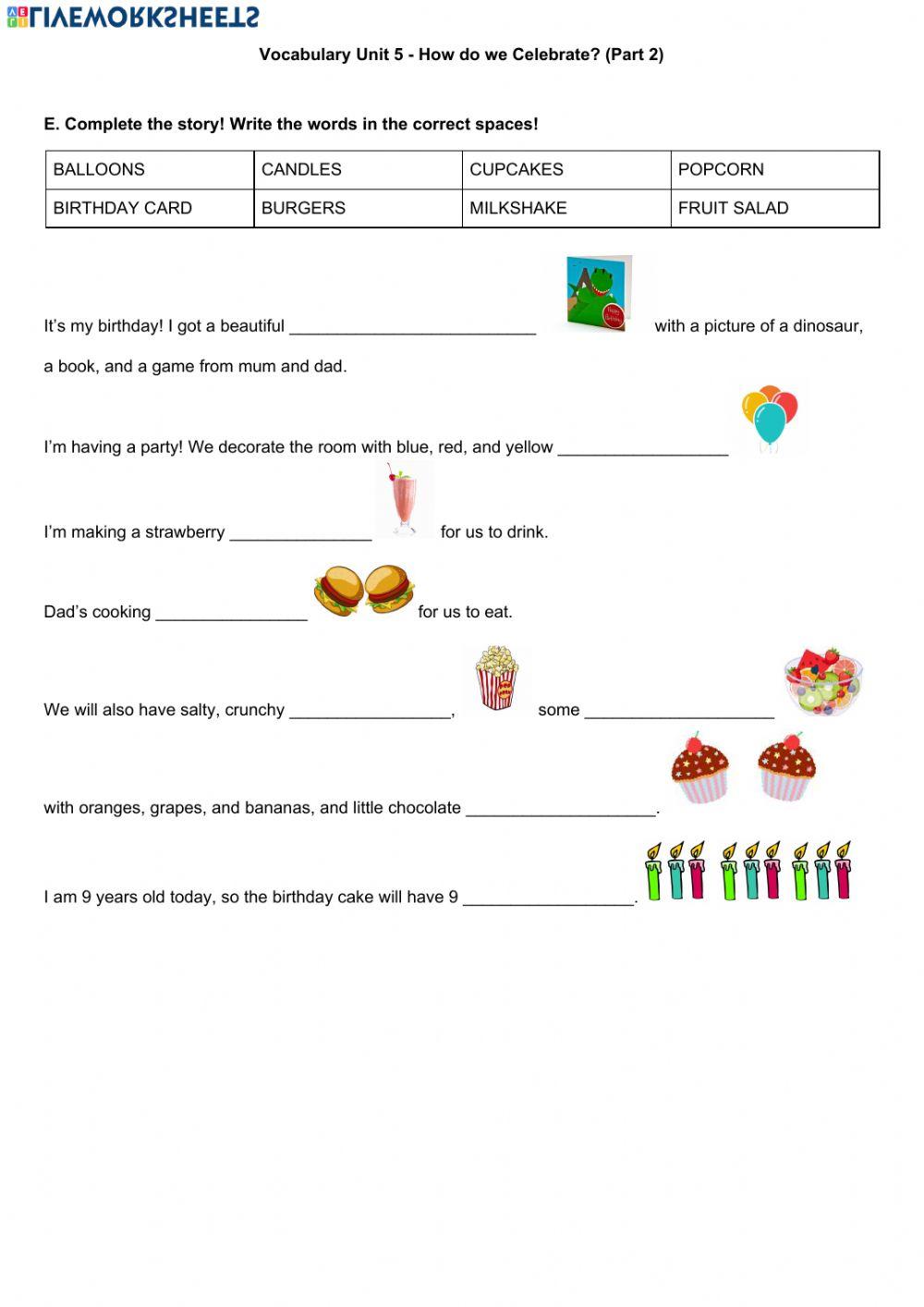 Vocabulary: How do we Celebrate? (Part 2)