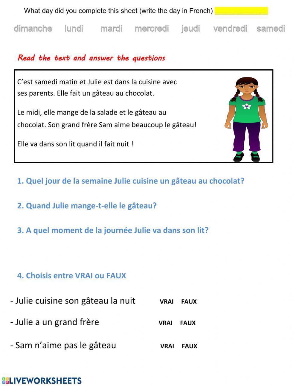 Lecture comprehension-reading C (French)