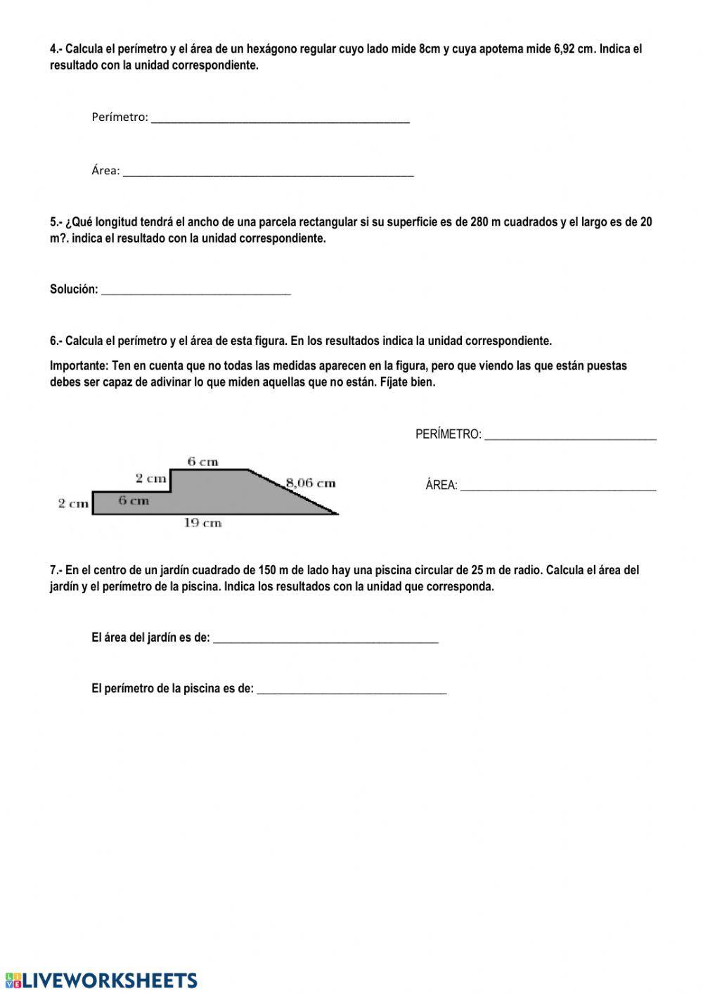 Repaso T 11 - cálculo de áreas - ficha 22