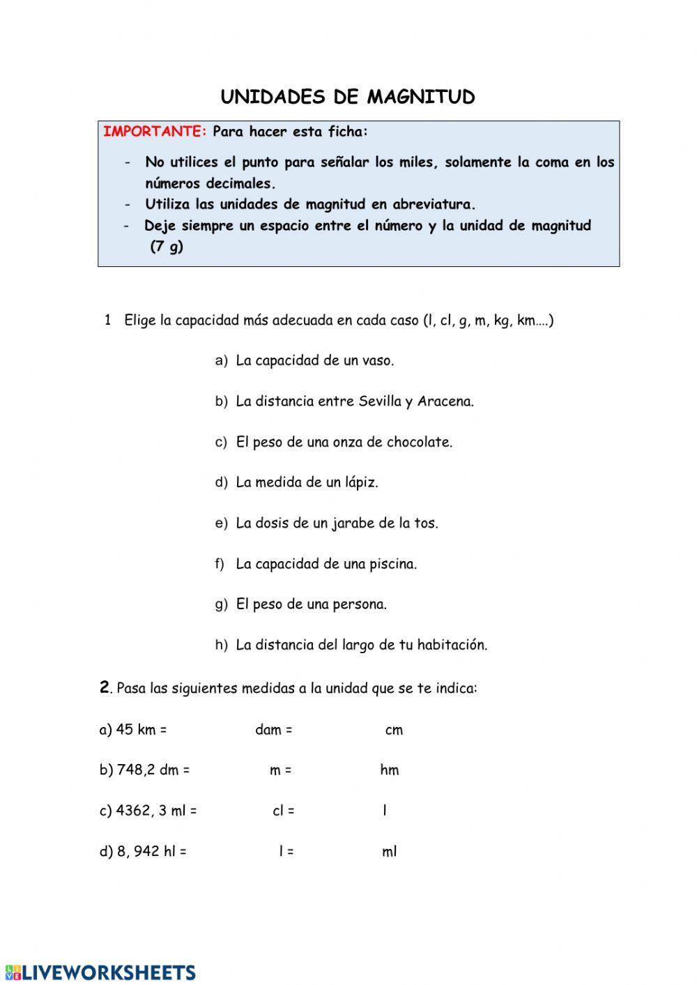 Magnitudes: Unidades de medida