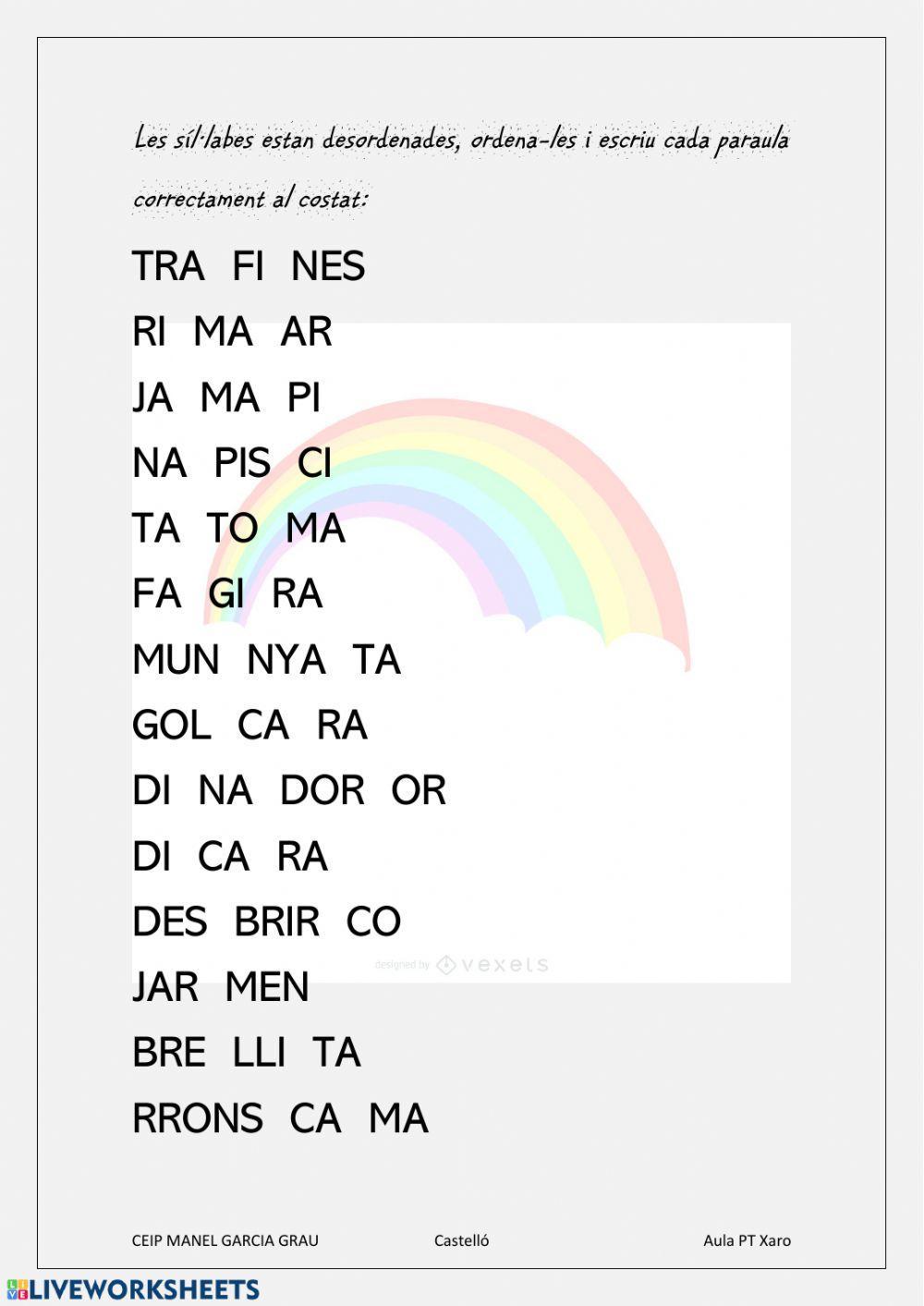Ordena les síl·labes