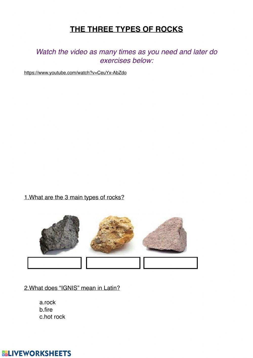 Three types of rocks