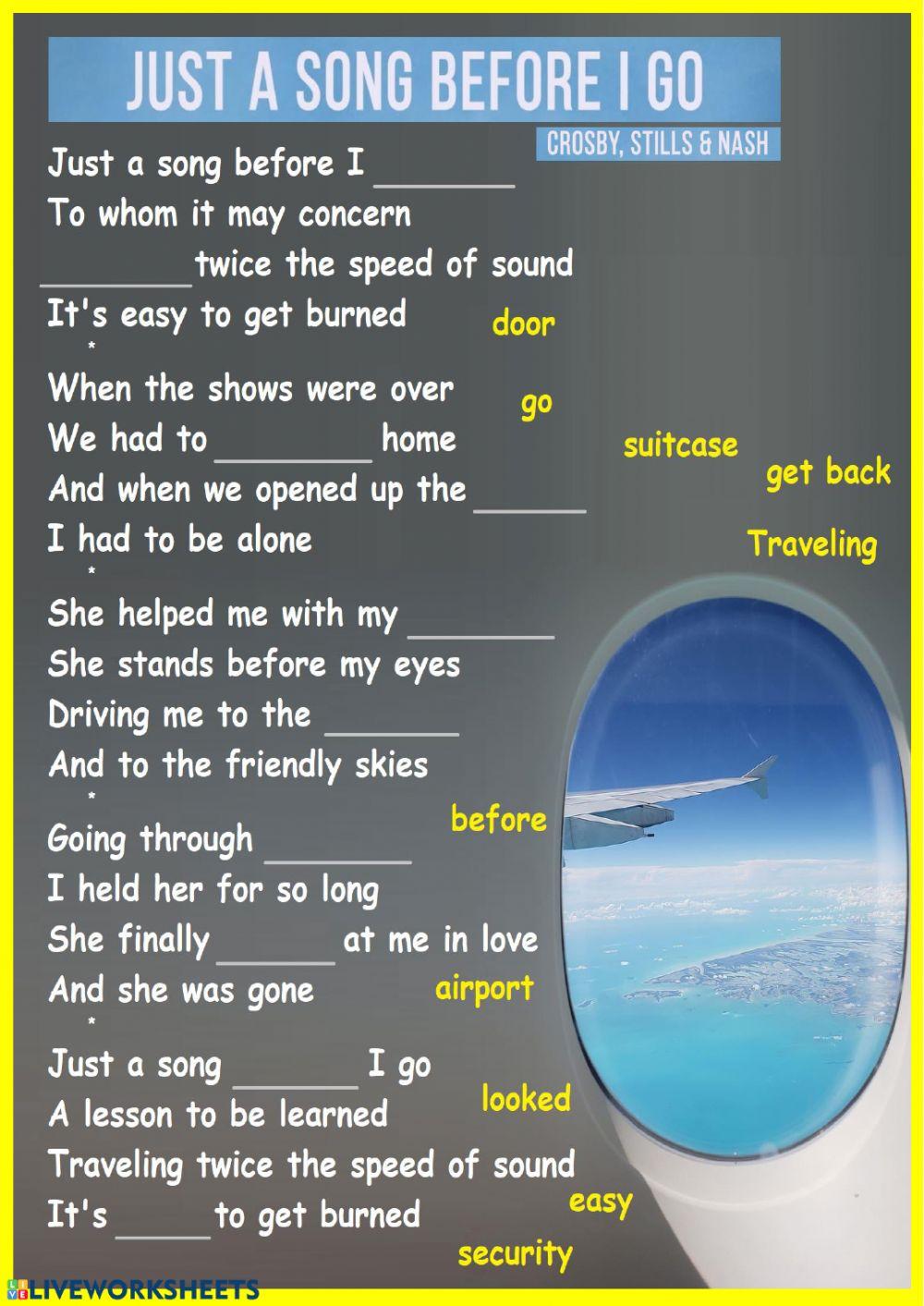 Chords And Lyrics To Just A Song Before I Go