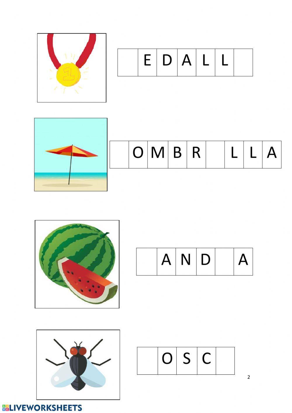 Escribe la letra que falta