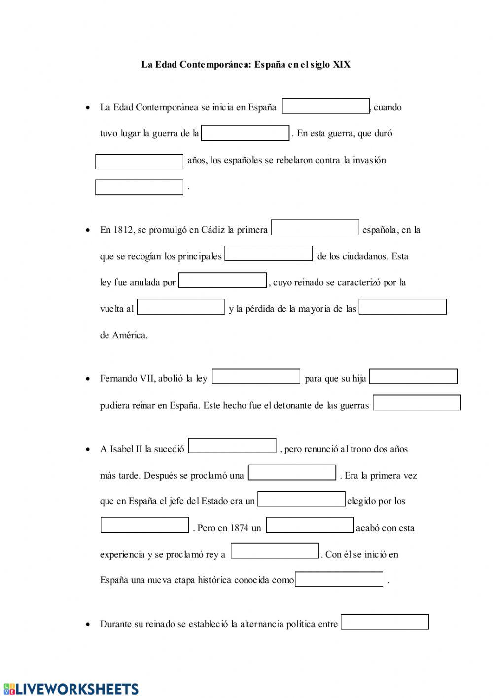 Edad Contemporánea en España s.XIX