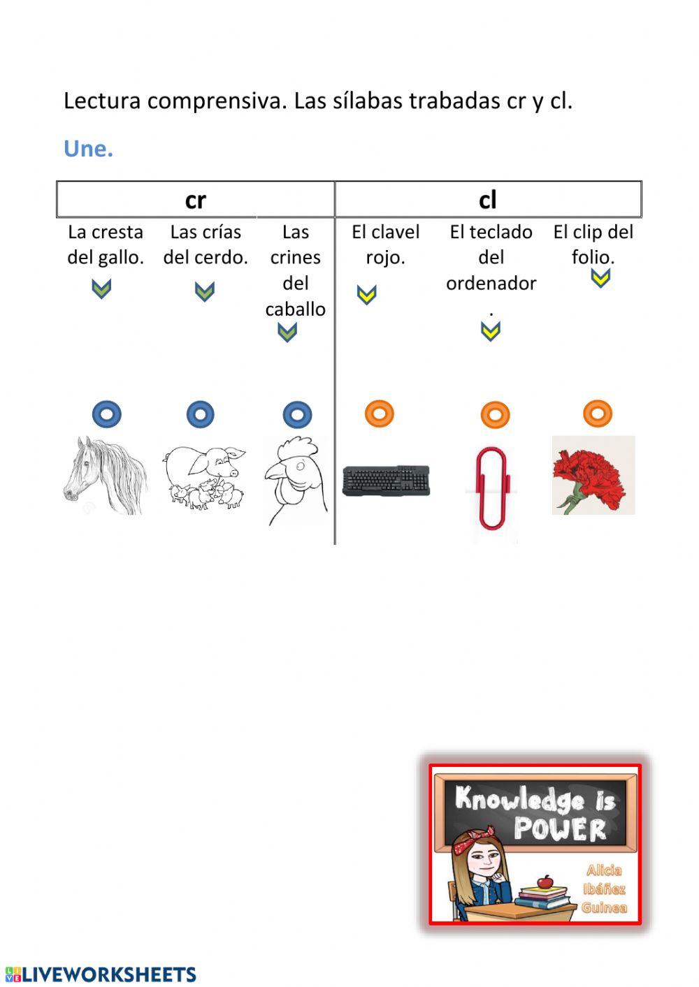 Lectura compresiva sílabas trabadas cr y cl
