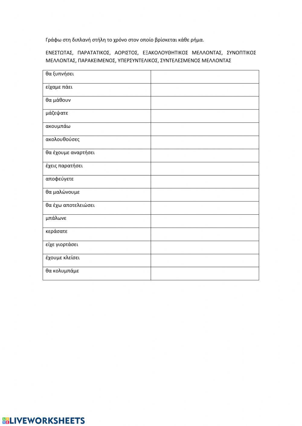 Χρόνοι ρημάτων