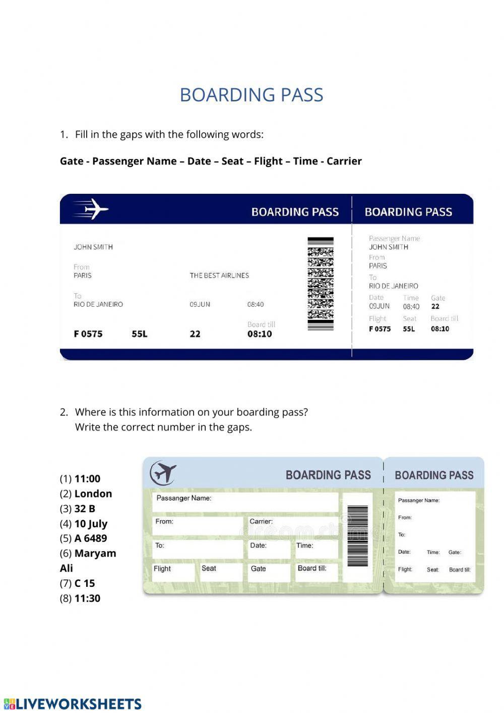 At the Airport: Boarding Pass