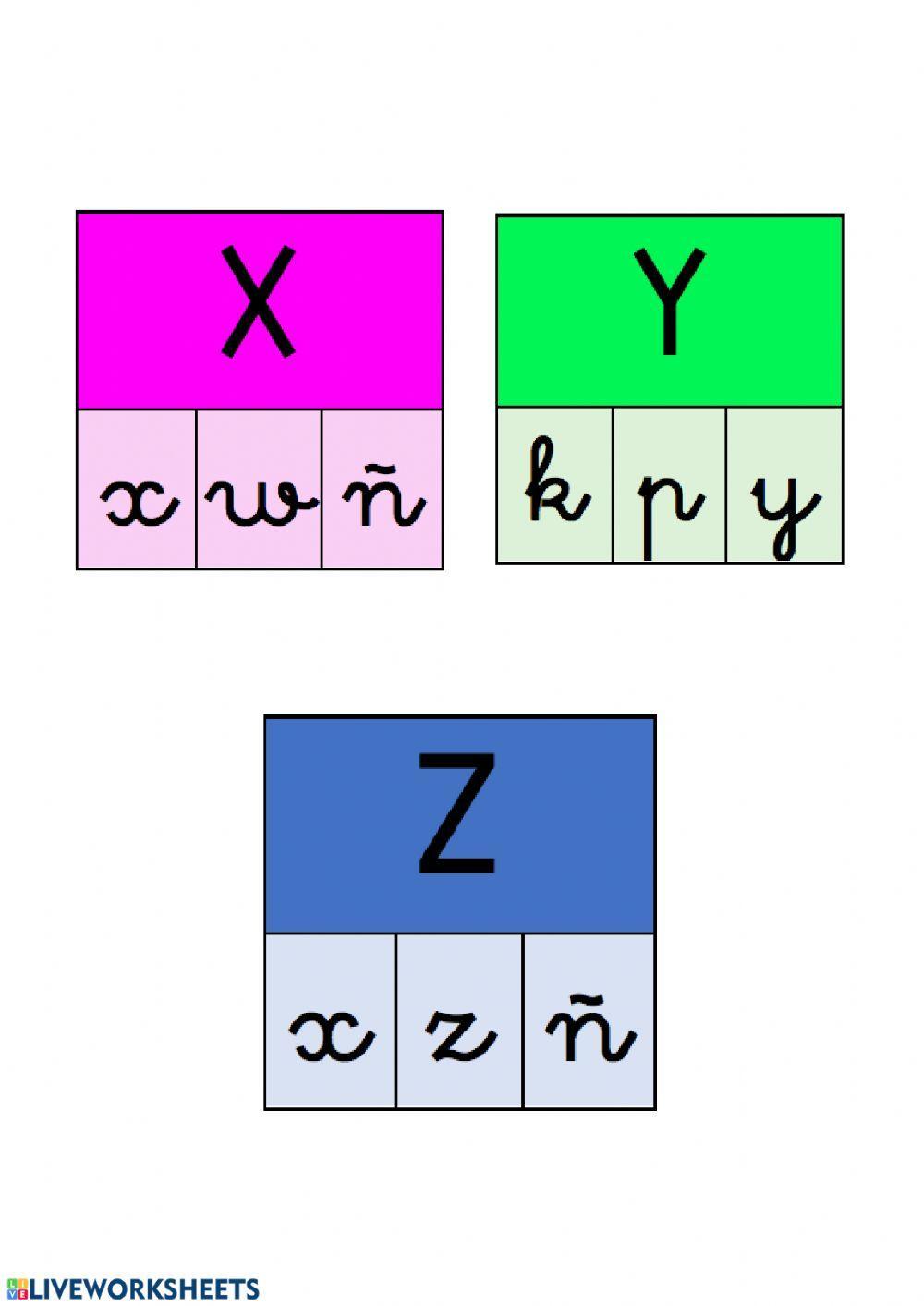 Asocia la letra mayúscula con su minúscula