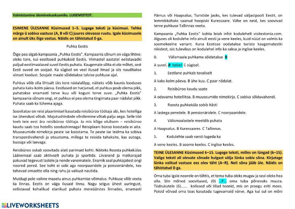 Valmistumine eksamiks.