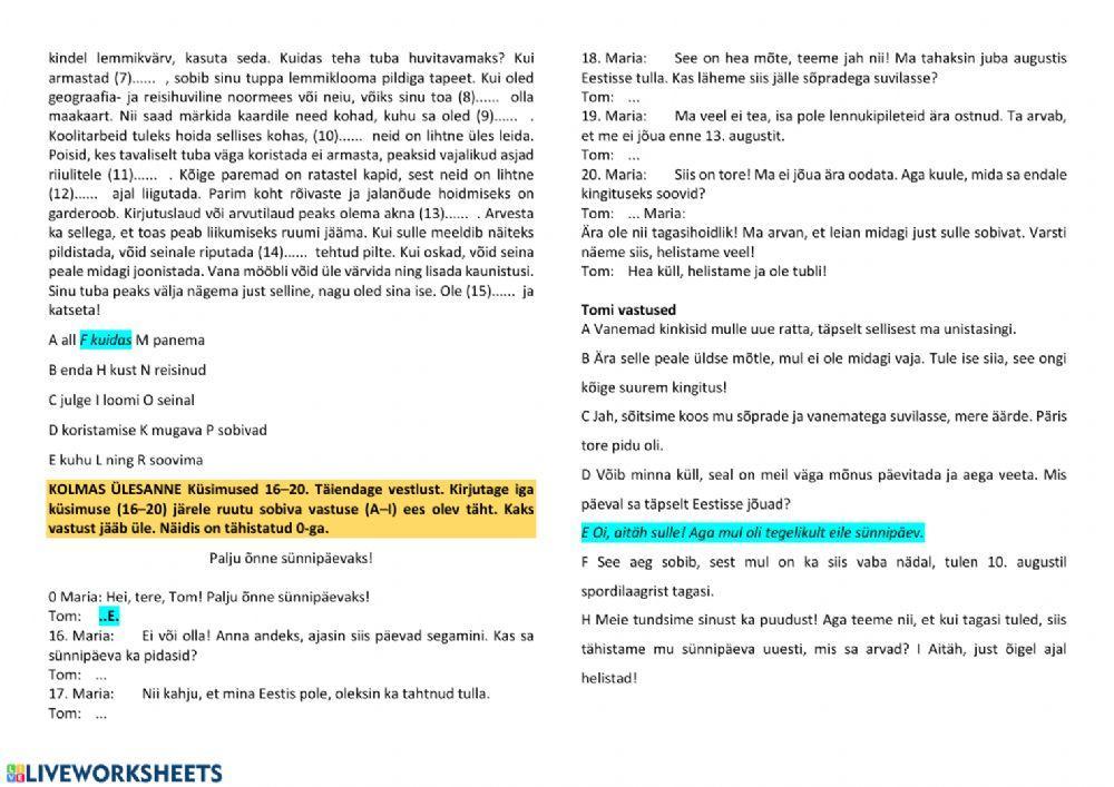 Valmistumine eksamiks.