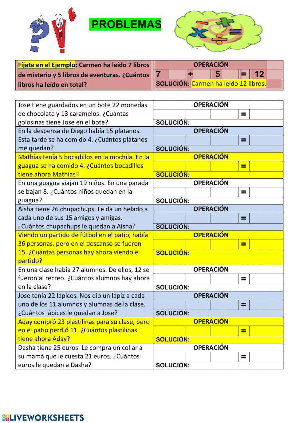 Problemas matemáticos sencillos