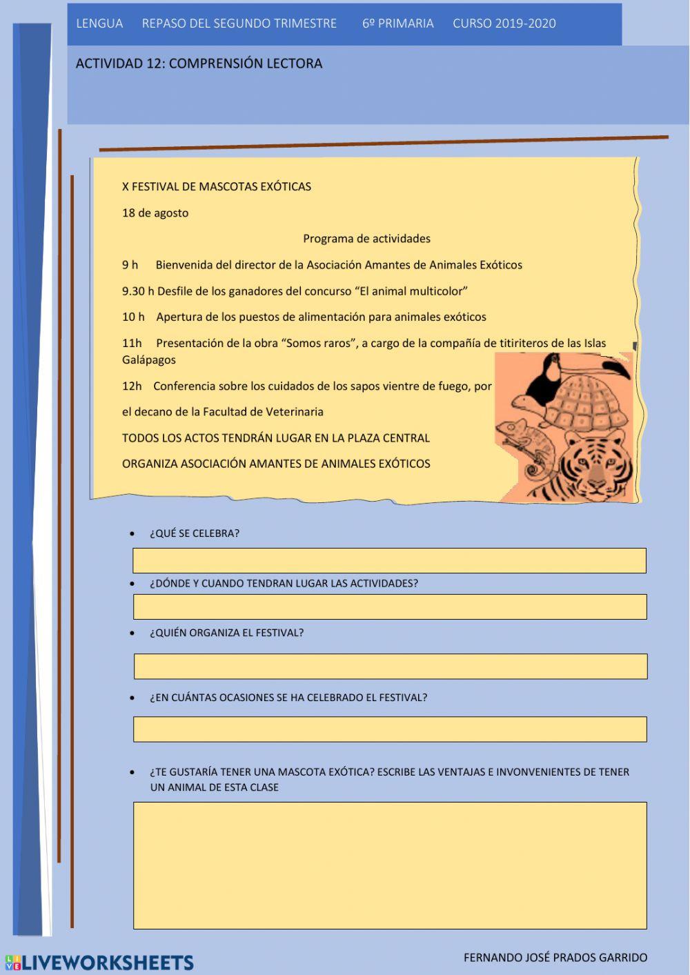 12 LENGUA REPASO Comprensión lectora
