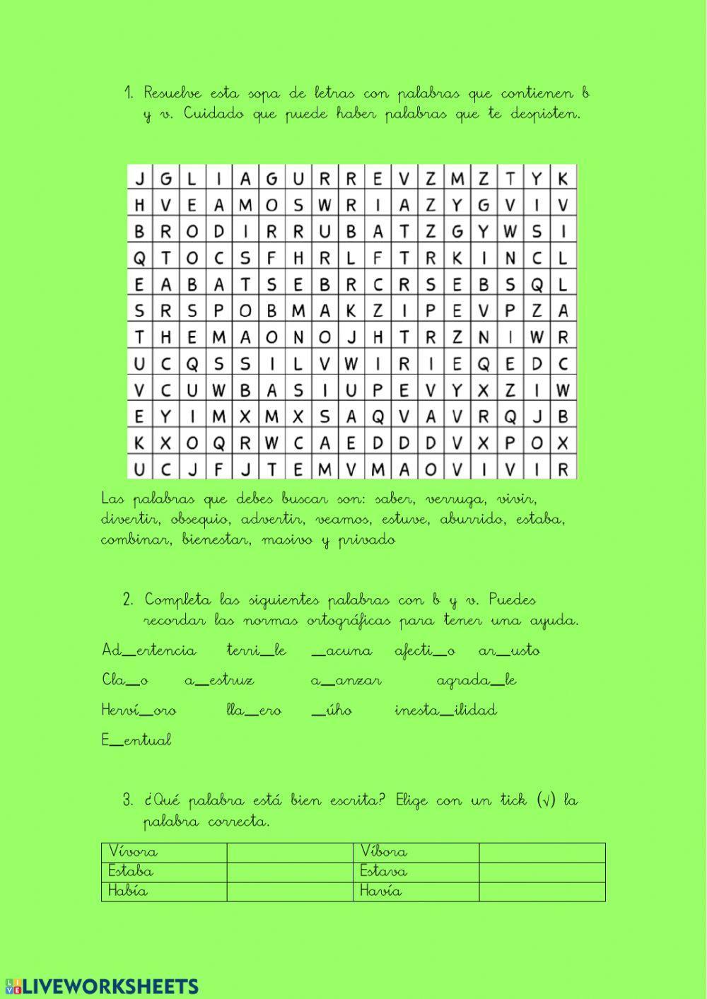 Ortografía de la b y la v