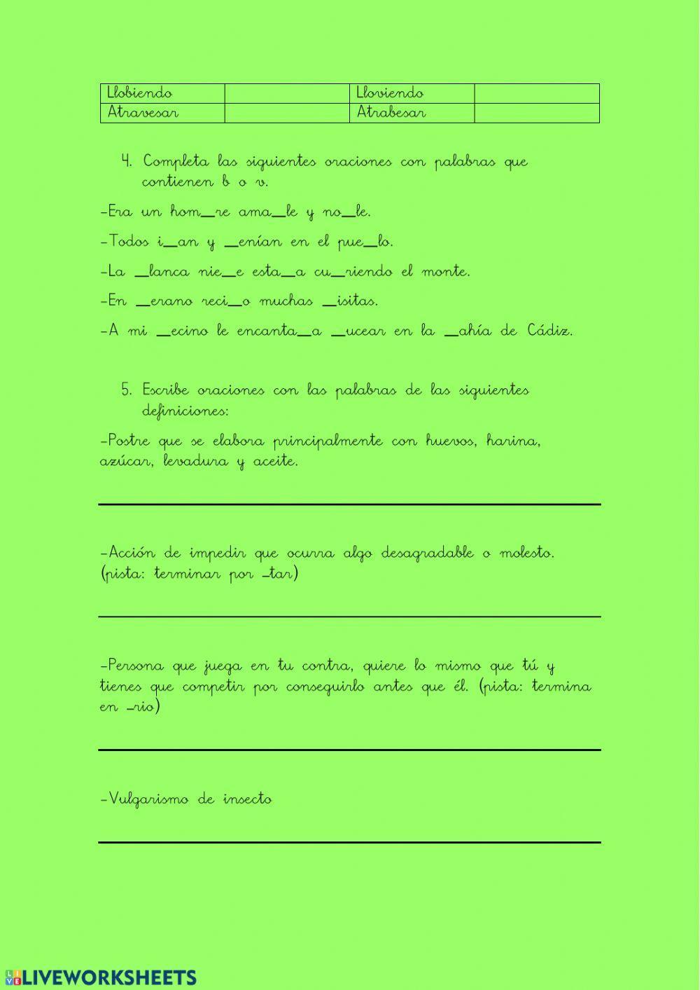 Ortografía de la b y la v