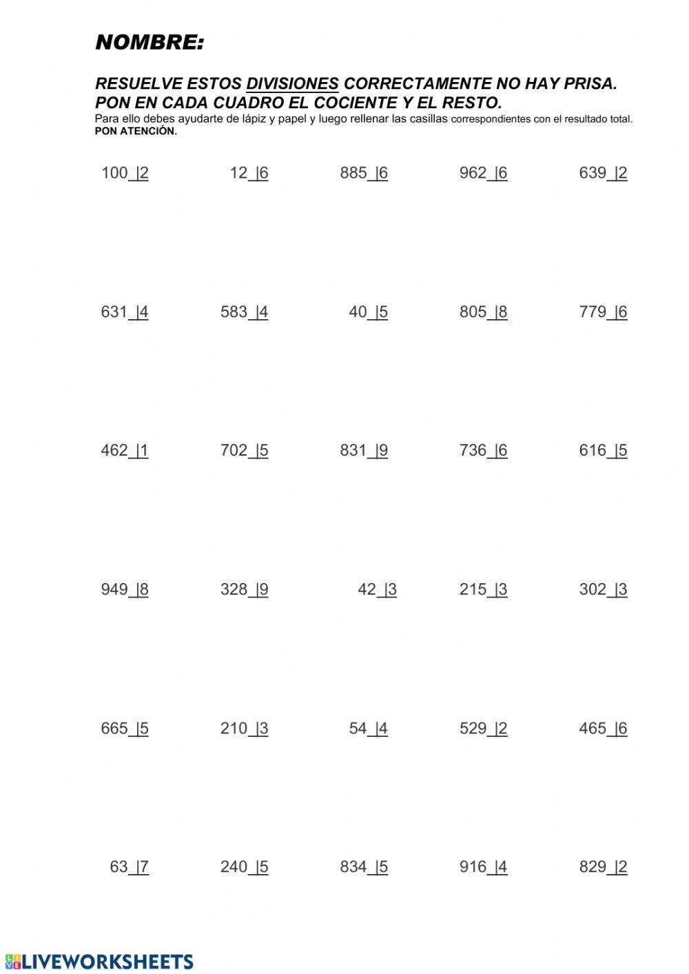 Divisiones por un cifra