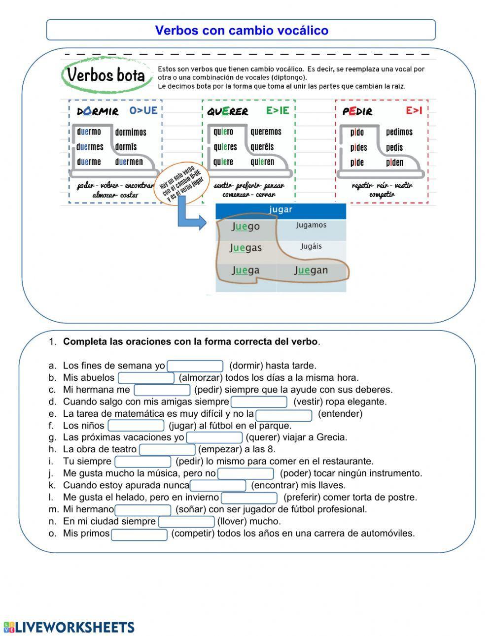 Verbos con cambio vocálico