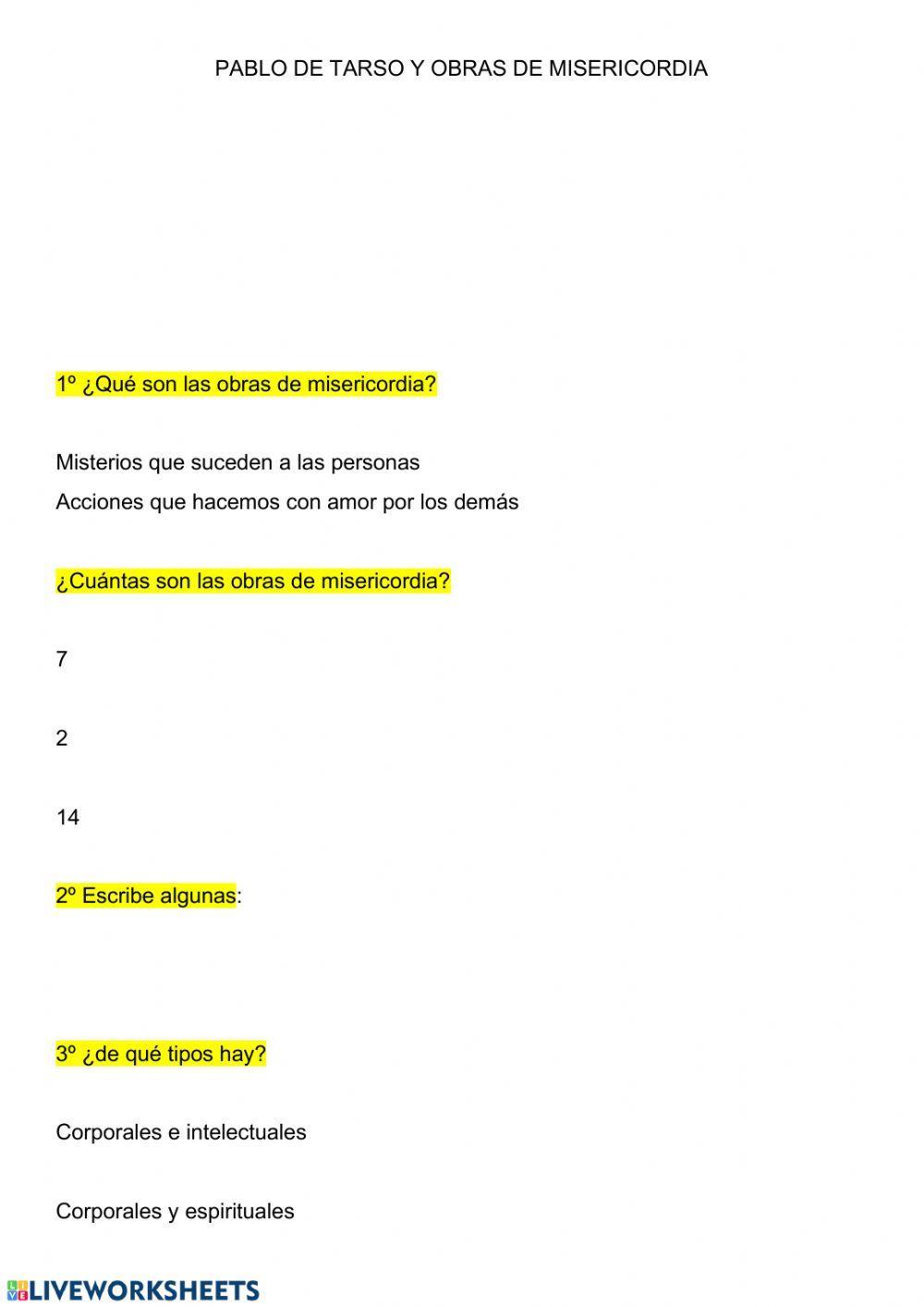 Obras de misericordia y pablo de tarso