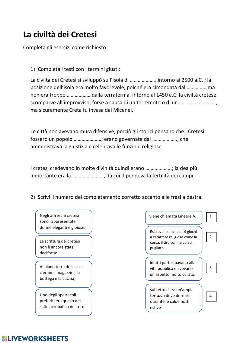 Verifica sui Cretesi