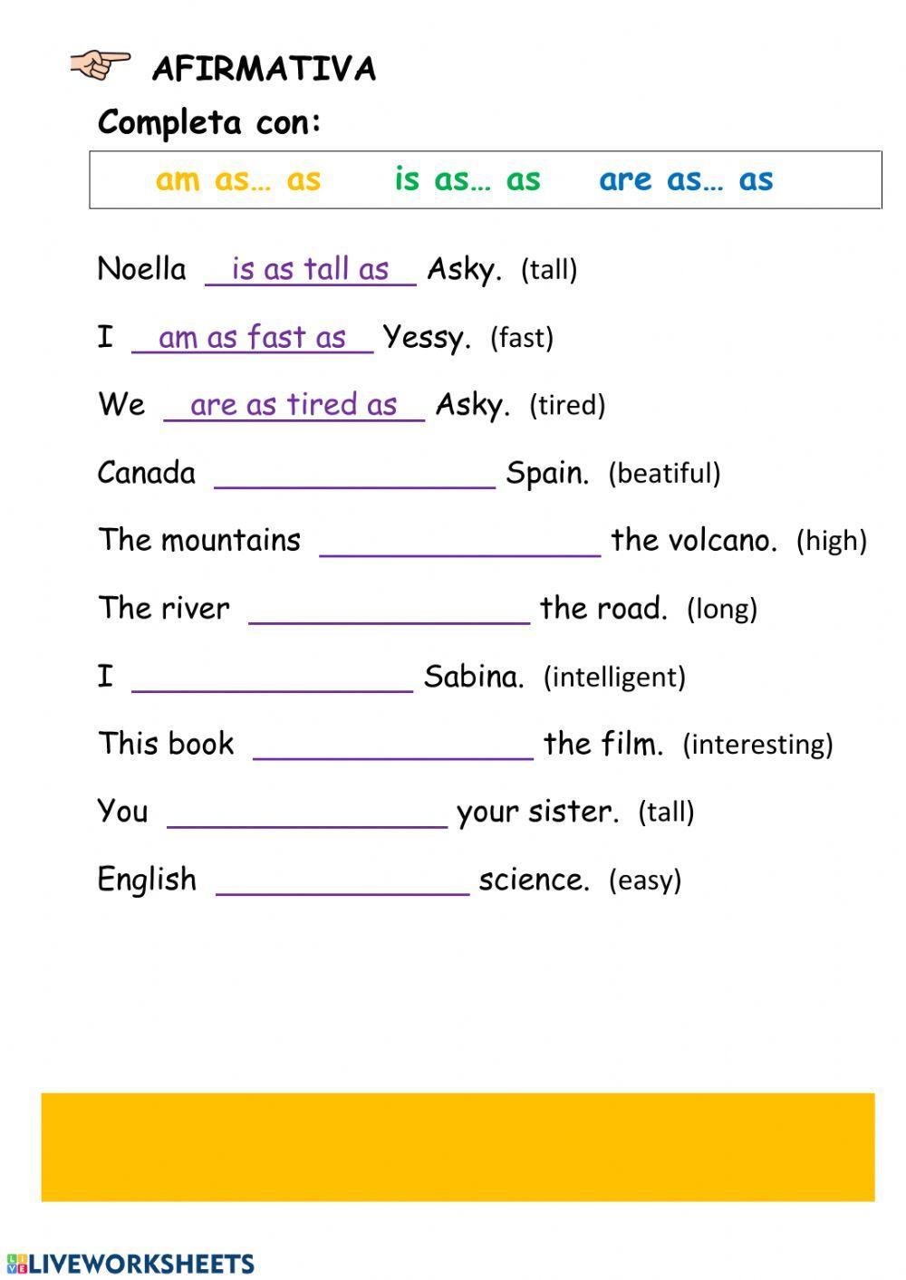 Comparativo de igualdad Inglés