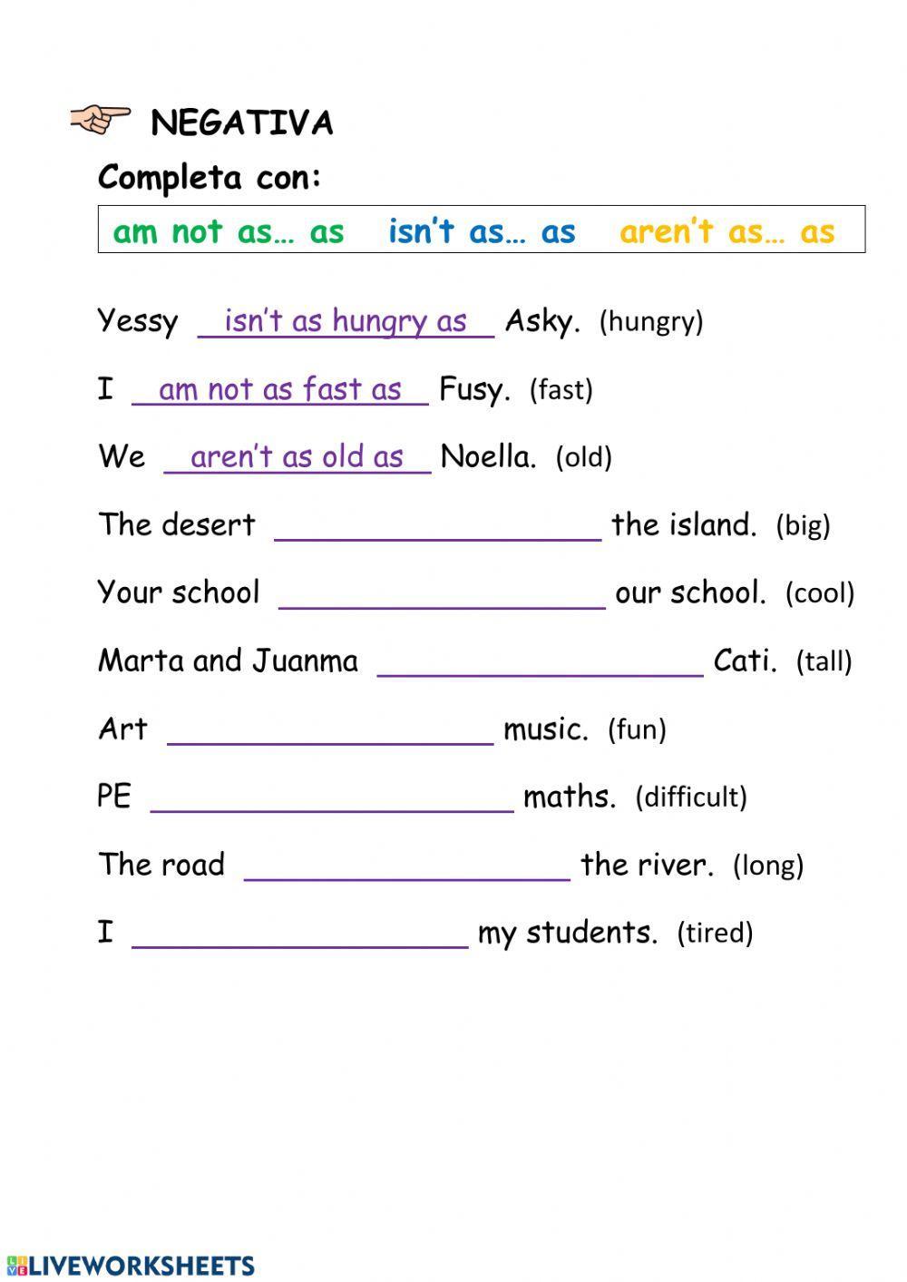 Comparativo de igualdad Inglés