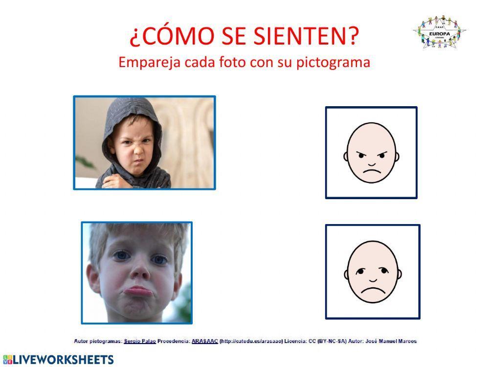Emociones: asociar fotografía-pictograma