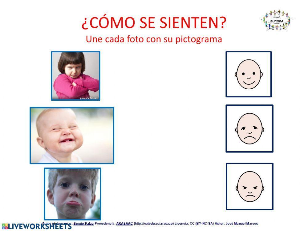 Emociones: asociar fotografía-pictograma