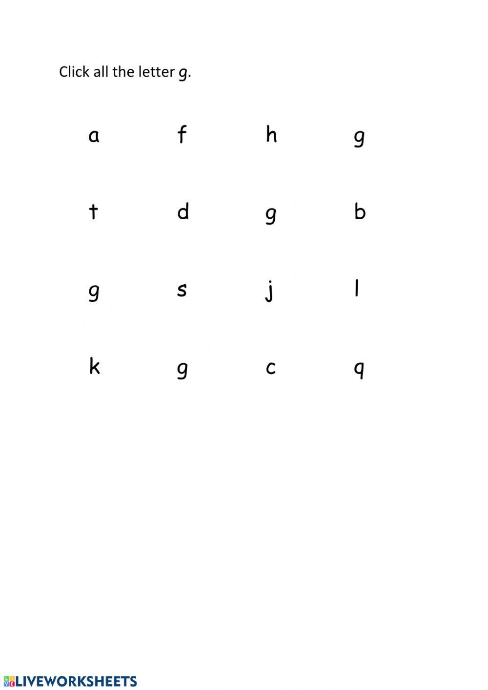 letter g online exercise Live Worksheets