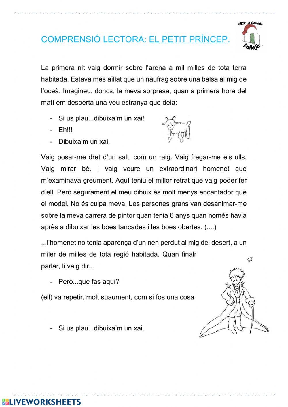 Comprensió lectora petit Princep