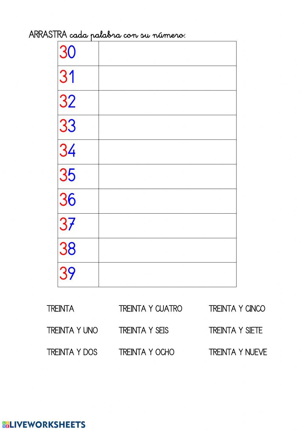 Numeración 30-39
