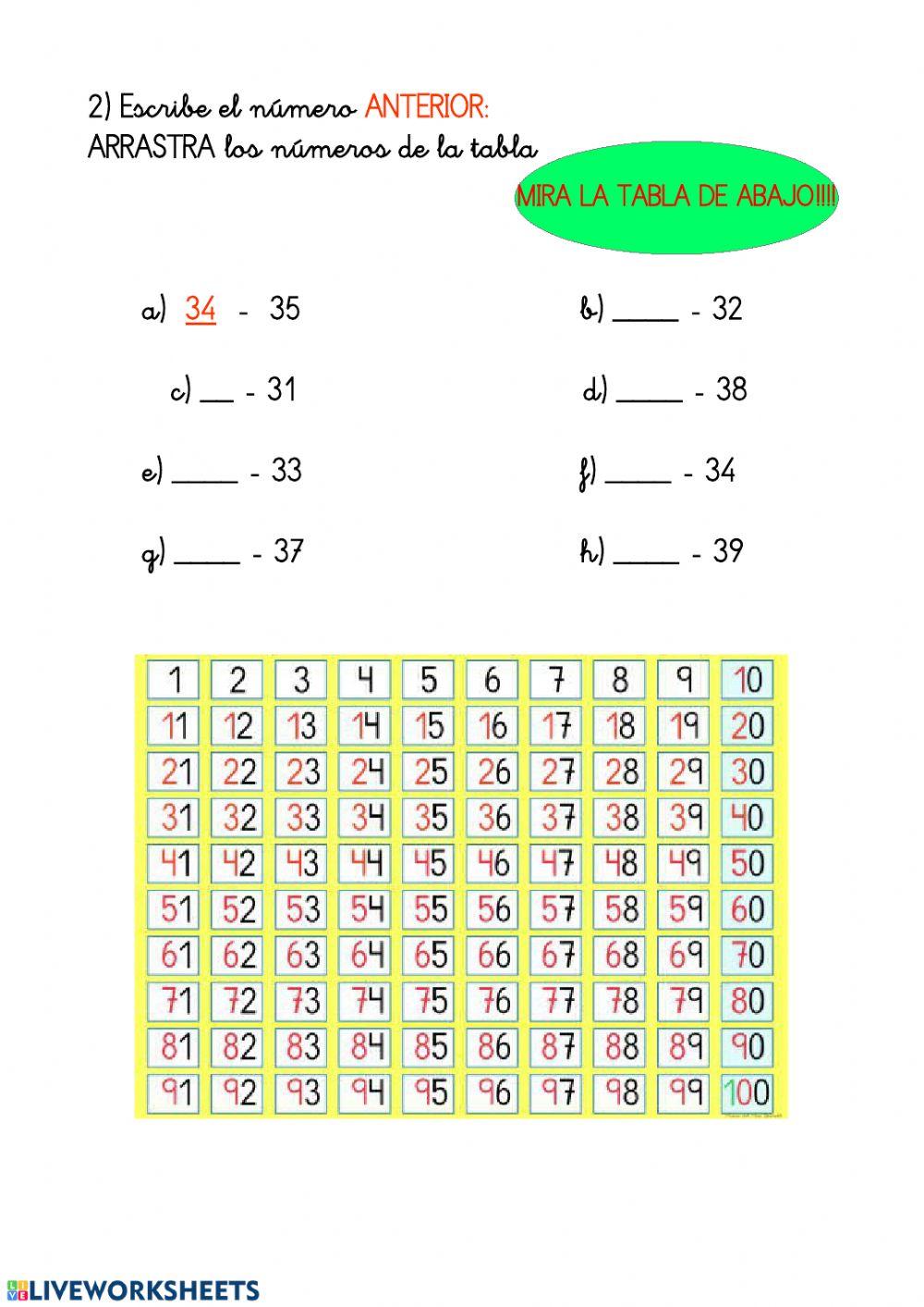 Numeración 30-39