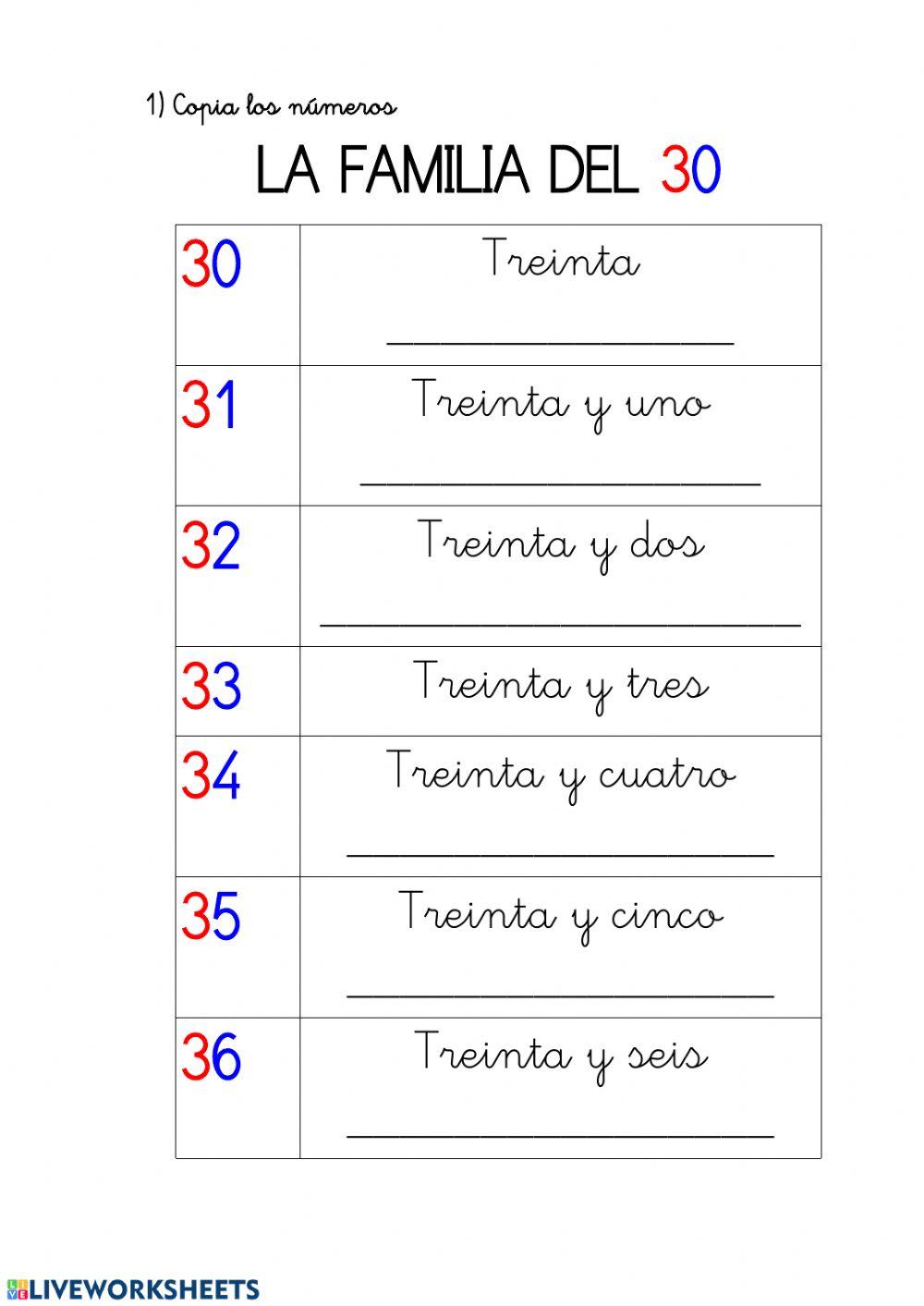 Numeración 30-39
