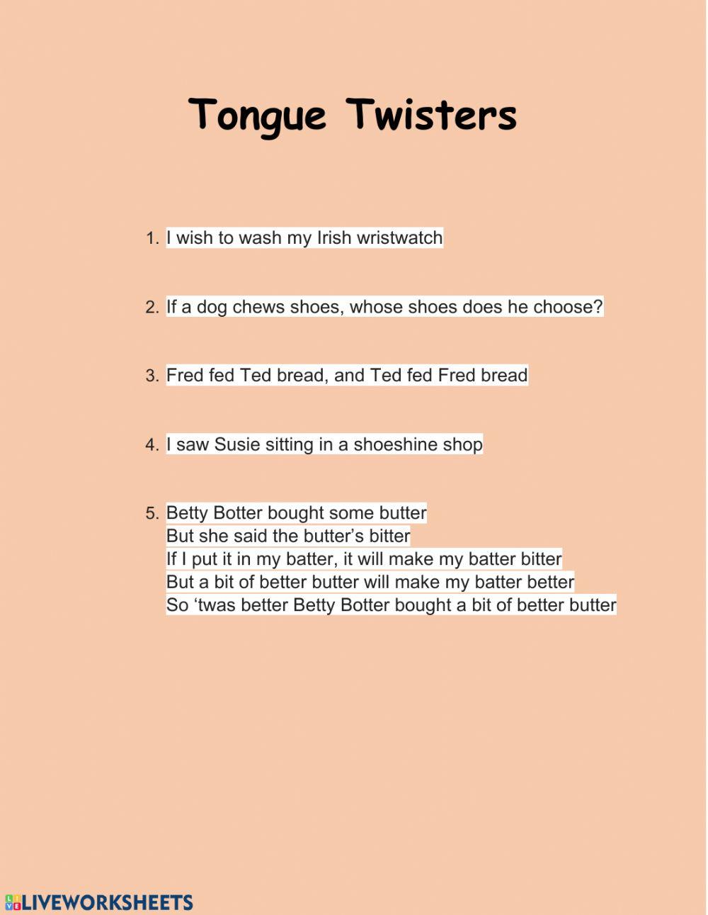 More Tongue Twisters