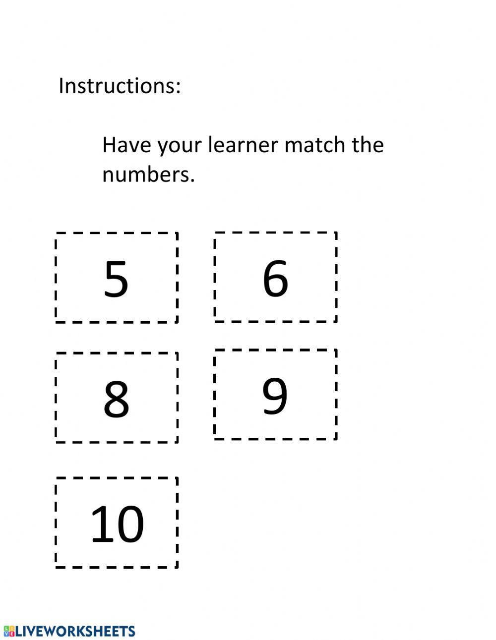 Counting and matching numbers worksheet | Live Worksheets