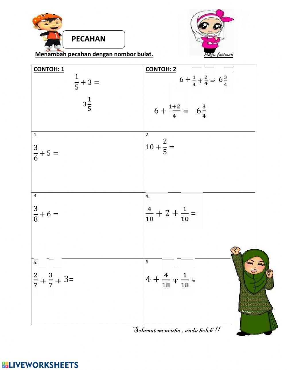 Tambah pecahan tahun 4