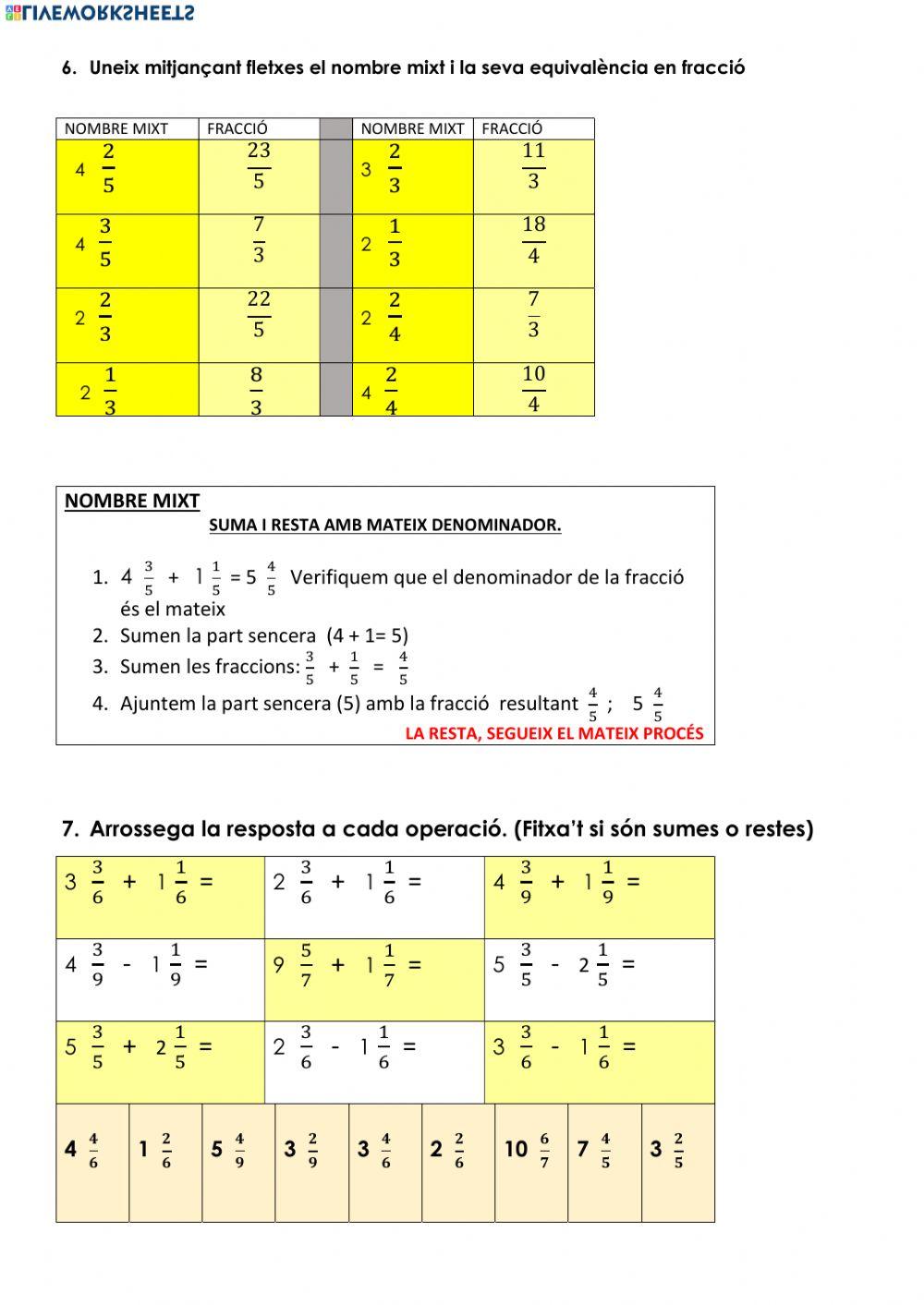 sumes i restes de nombre mixt