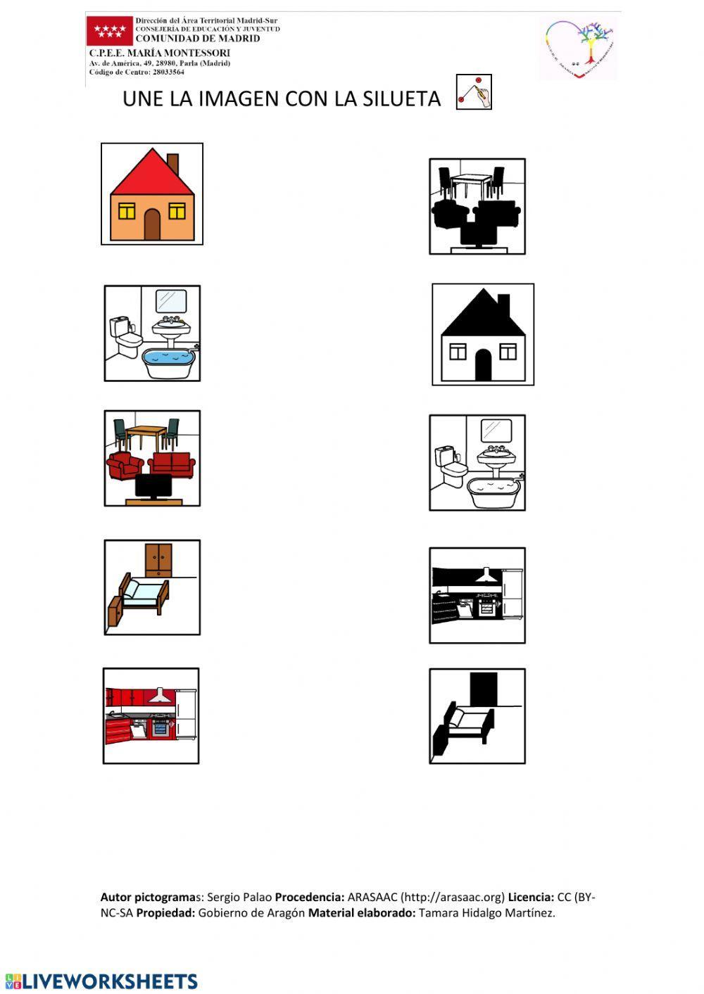 SILUETAS. PARTES DE LA CASA