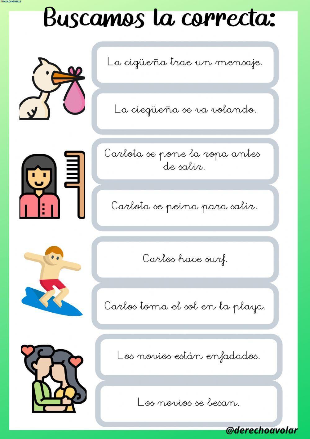 Lee y relaciona el dibujo con la frase adecuada