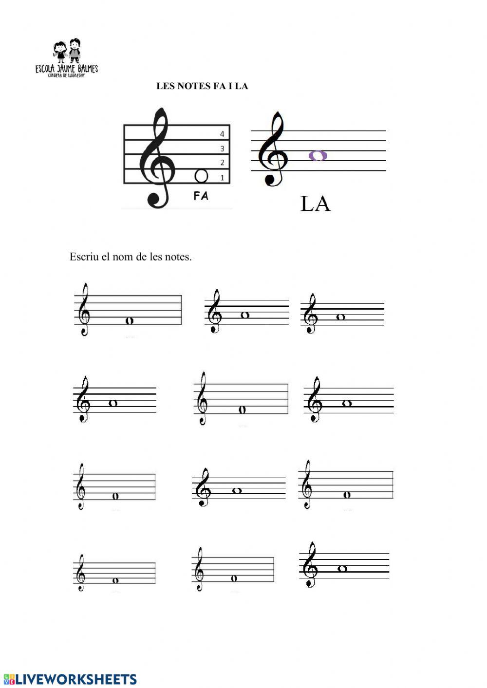 Escriu el nom de les notes