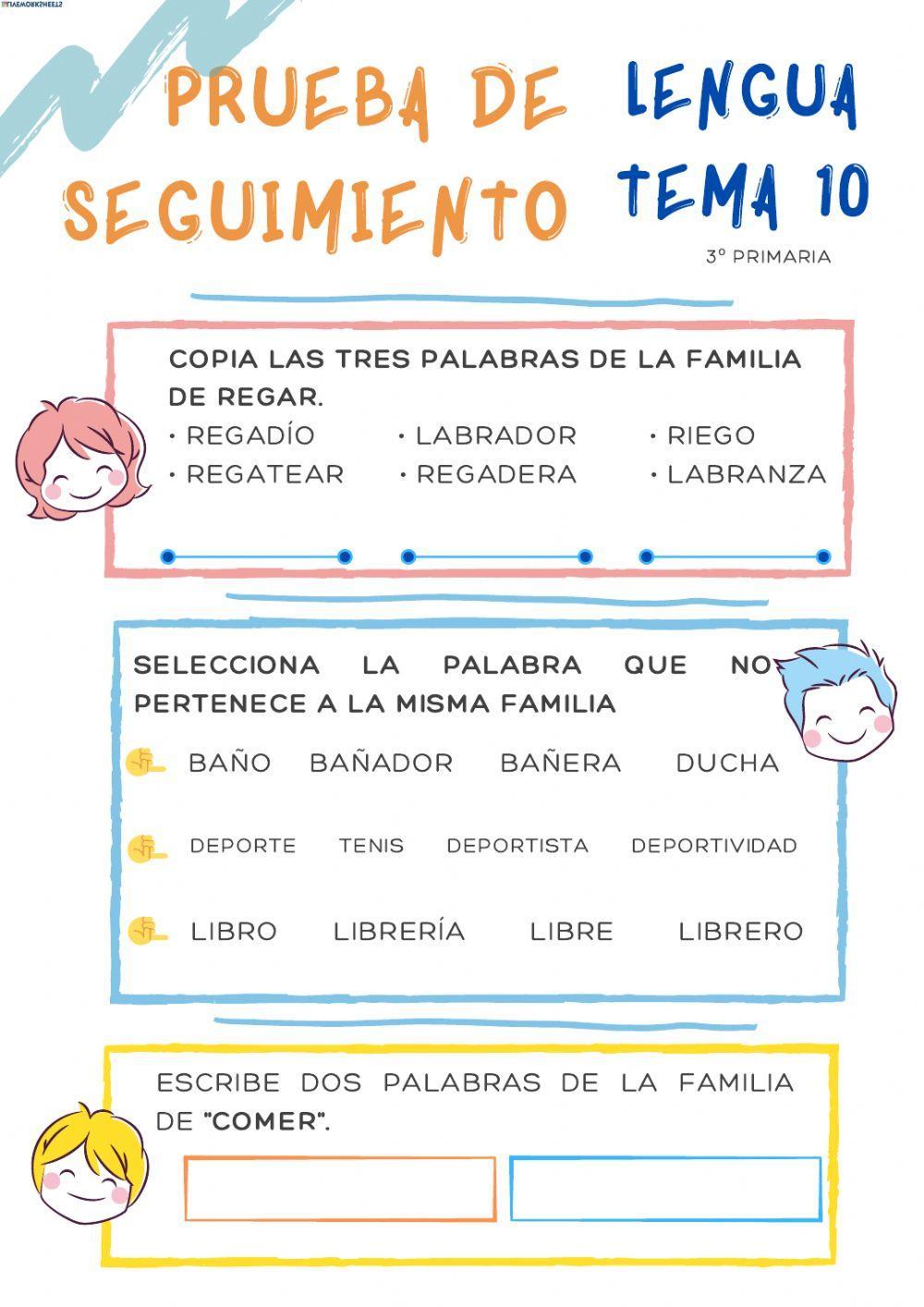 Repaso lengua 3º artículos mp mb familias de palabras rima