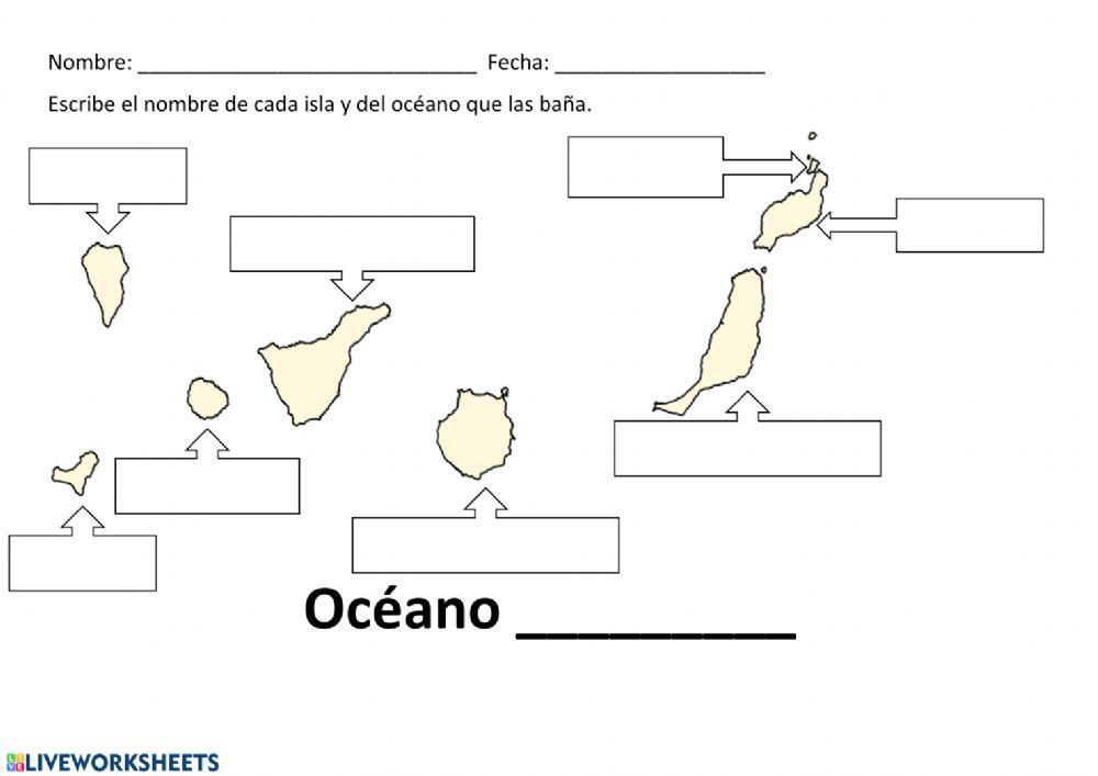 Mapa nombres de las Islas Canarias