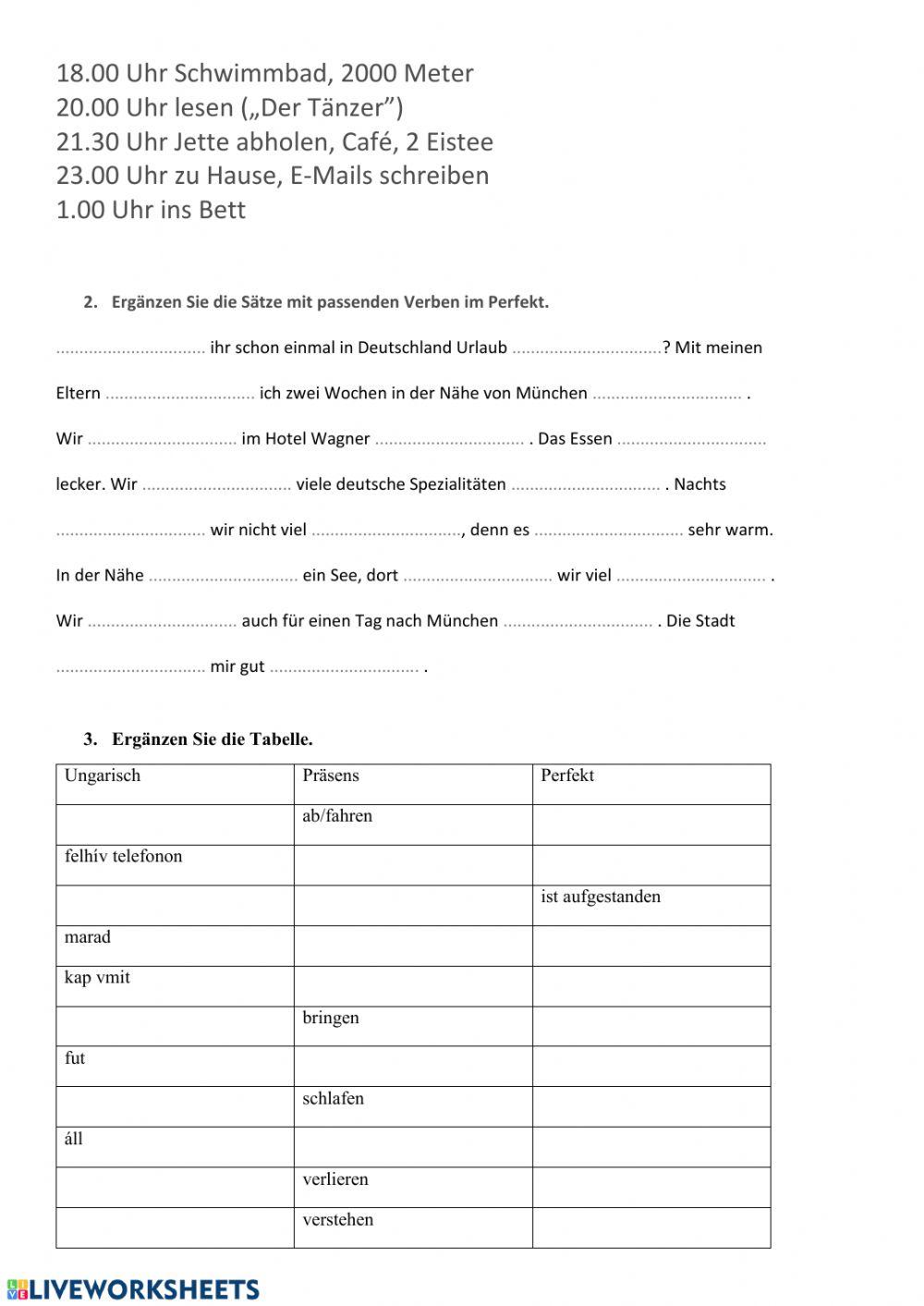 Perfekt Klassenarbeit