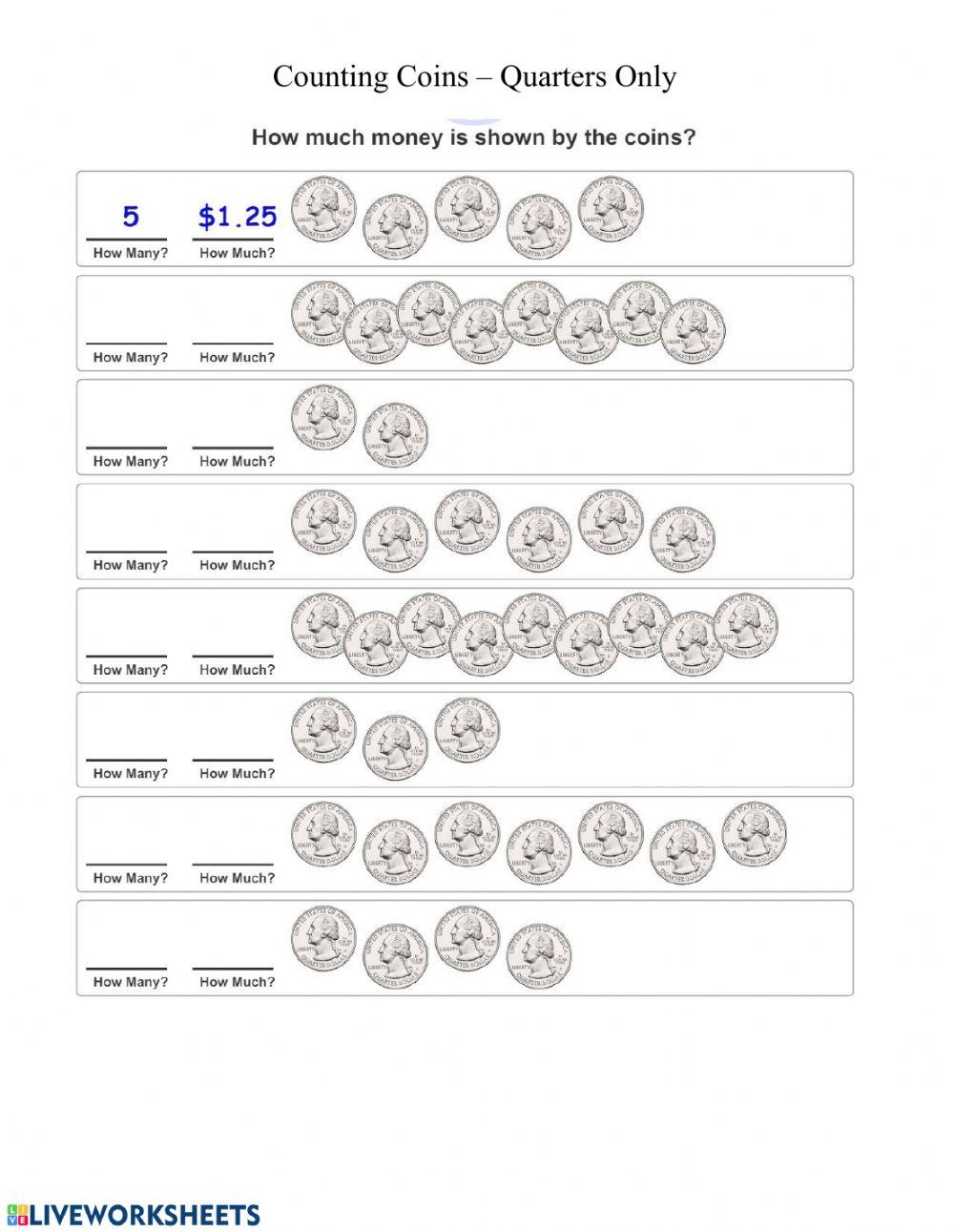 MA1-Thursday (Counting coins-quarters only)