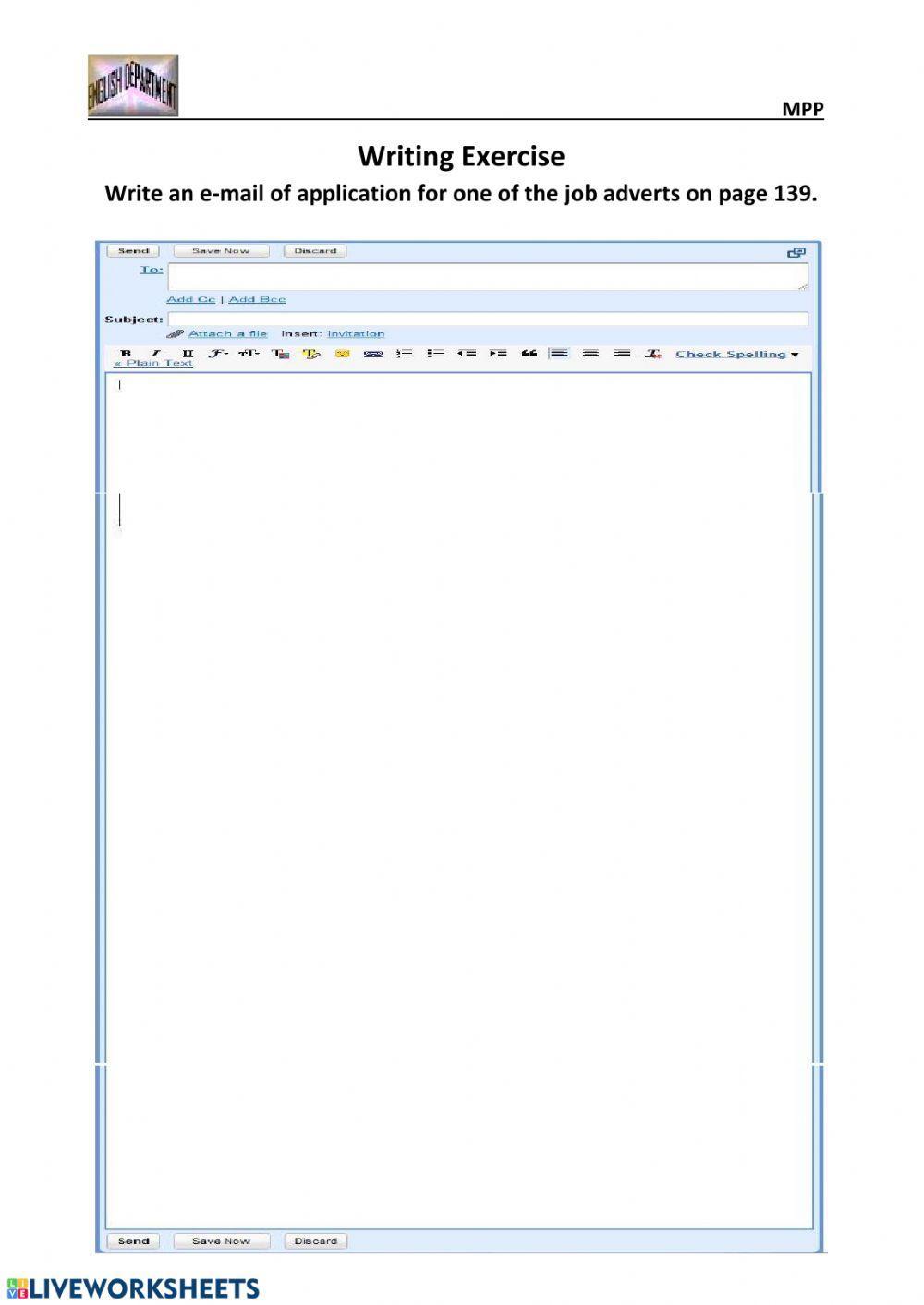 Writing: A Formal Email-job application