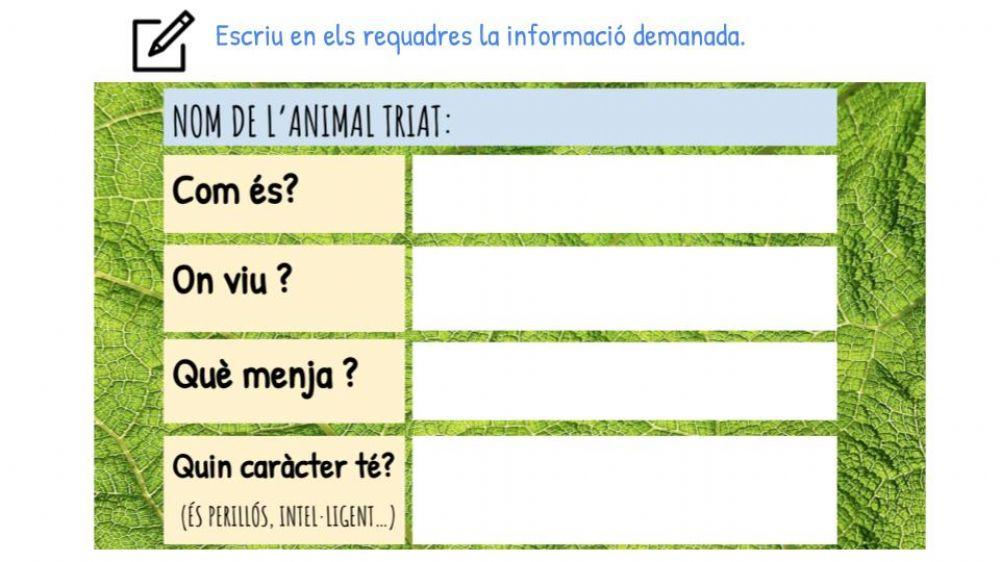 Descripció animals