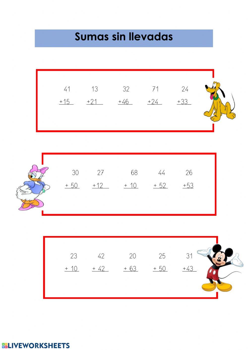 Sumas sin llevadas