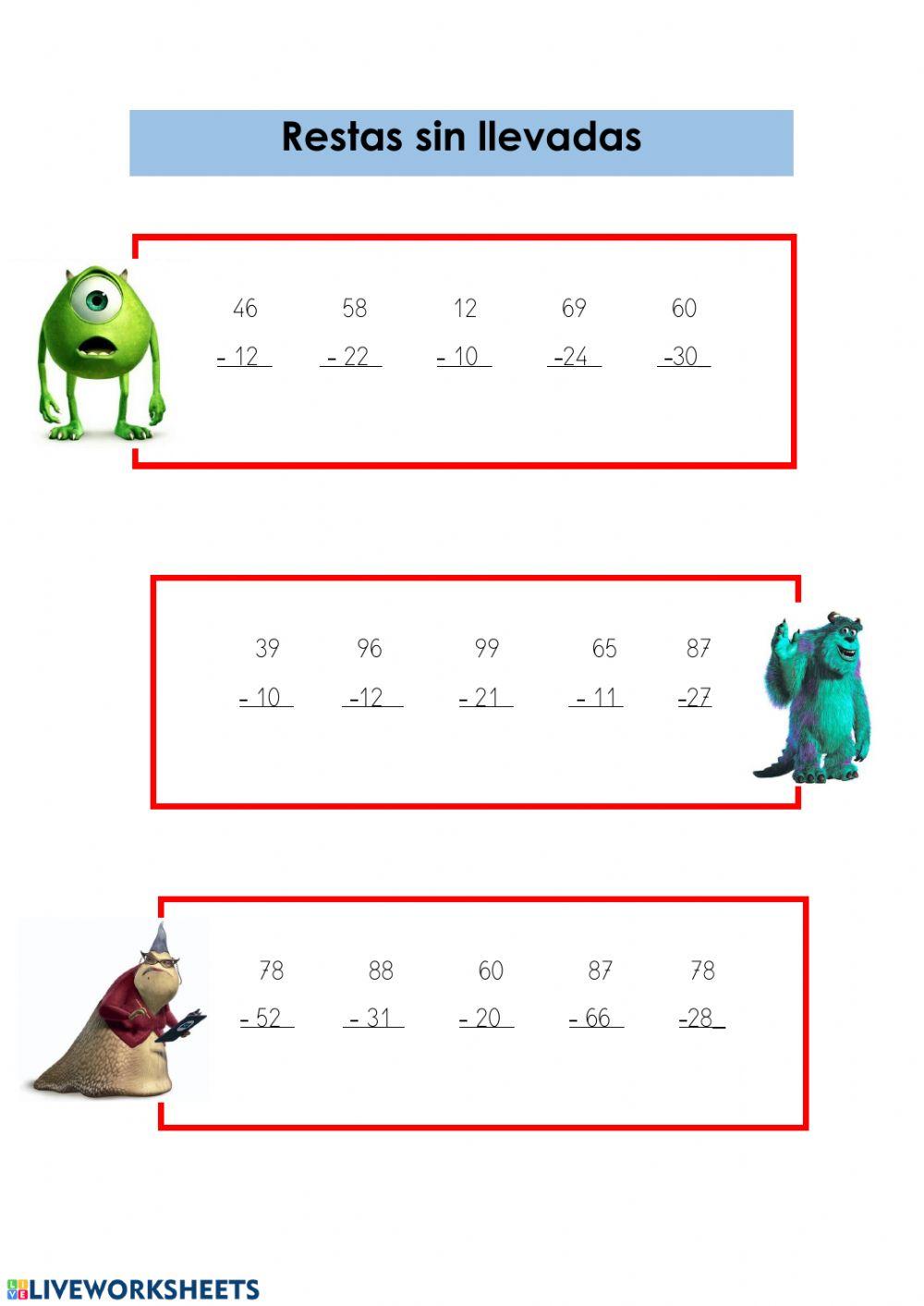 Restas sin llevar