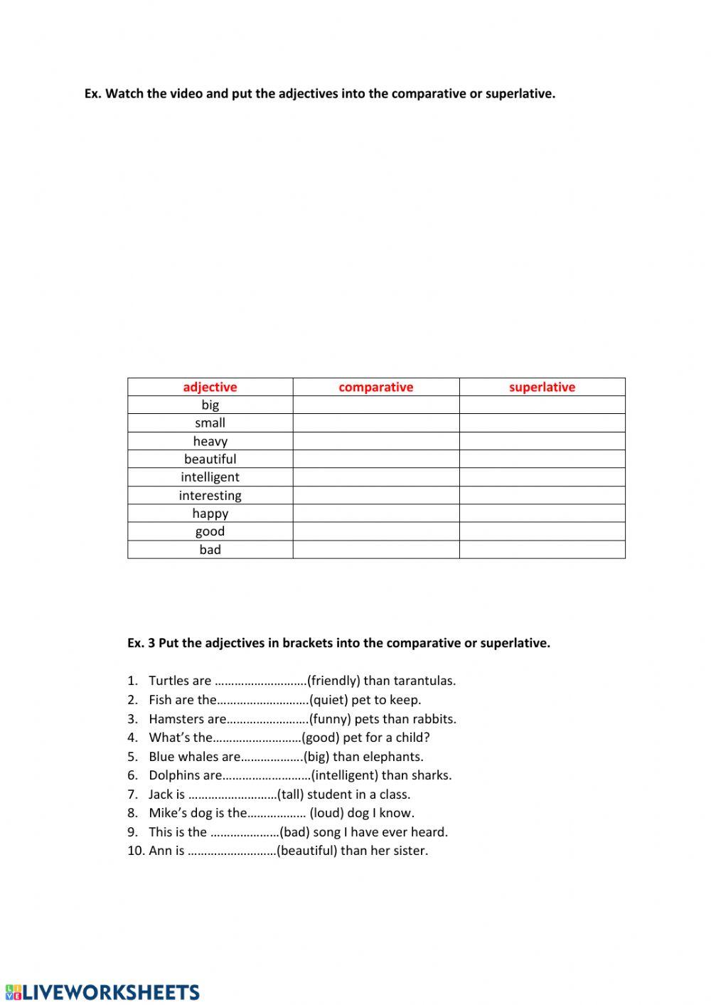 Comparative and superlative