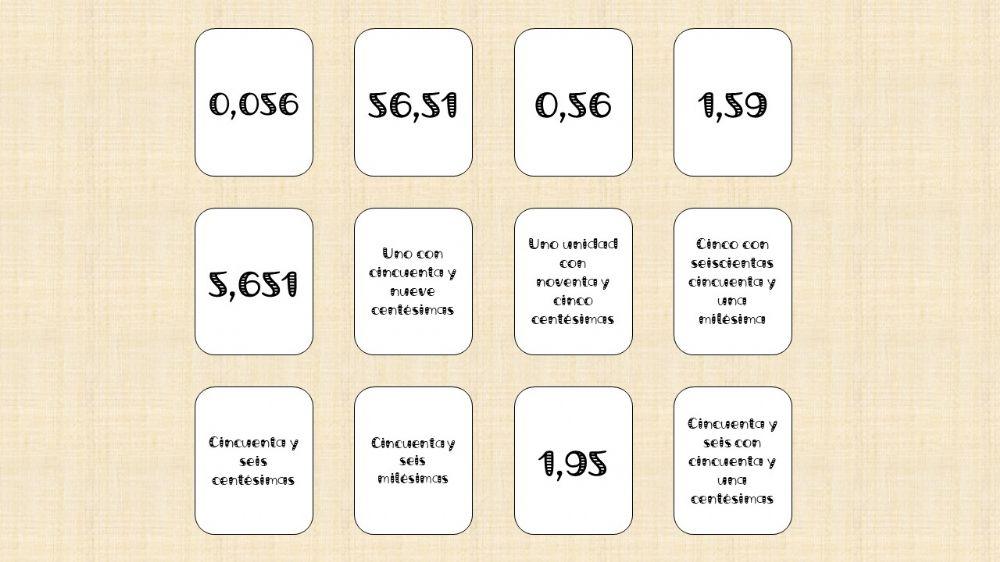 Emparejar nº decimales