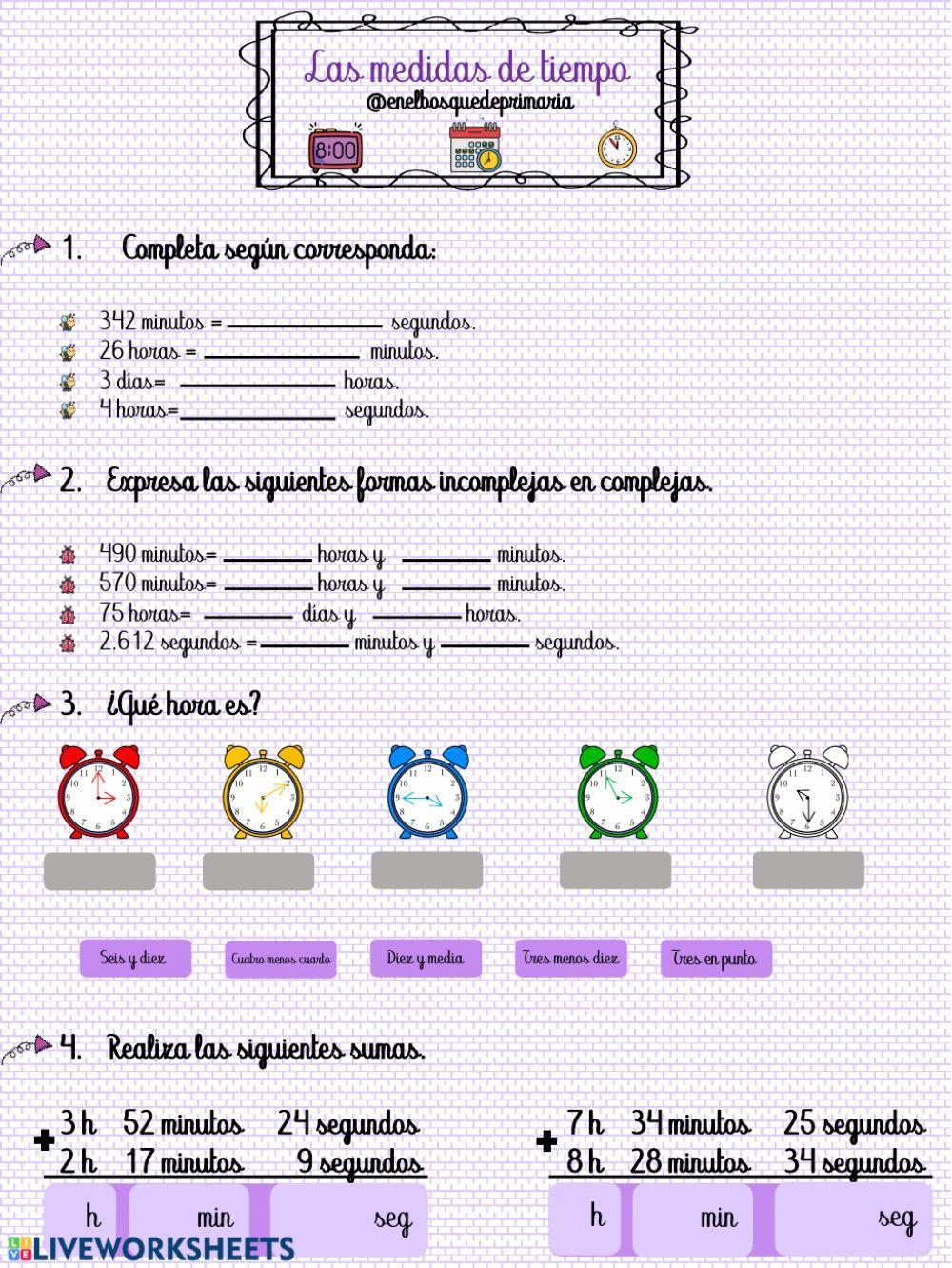 Repaso medidas de tiempo y horas